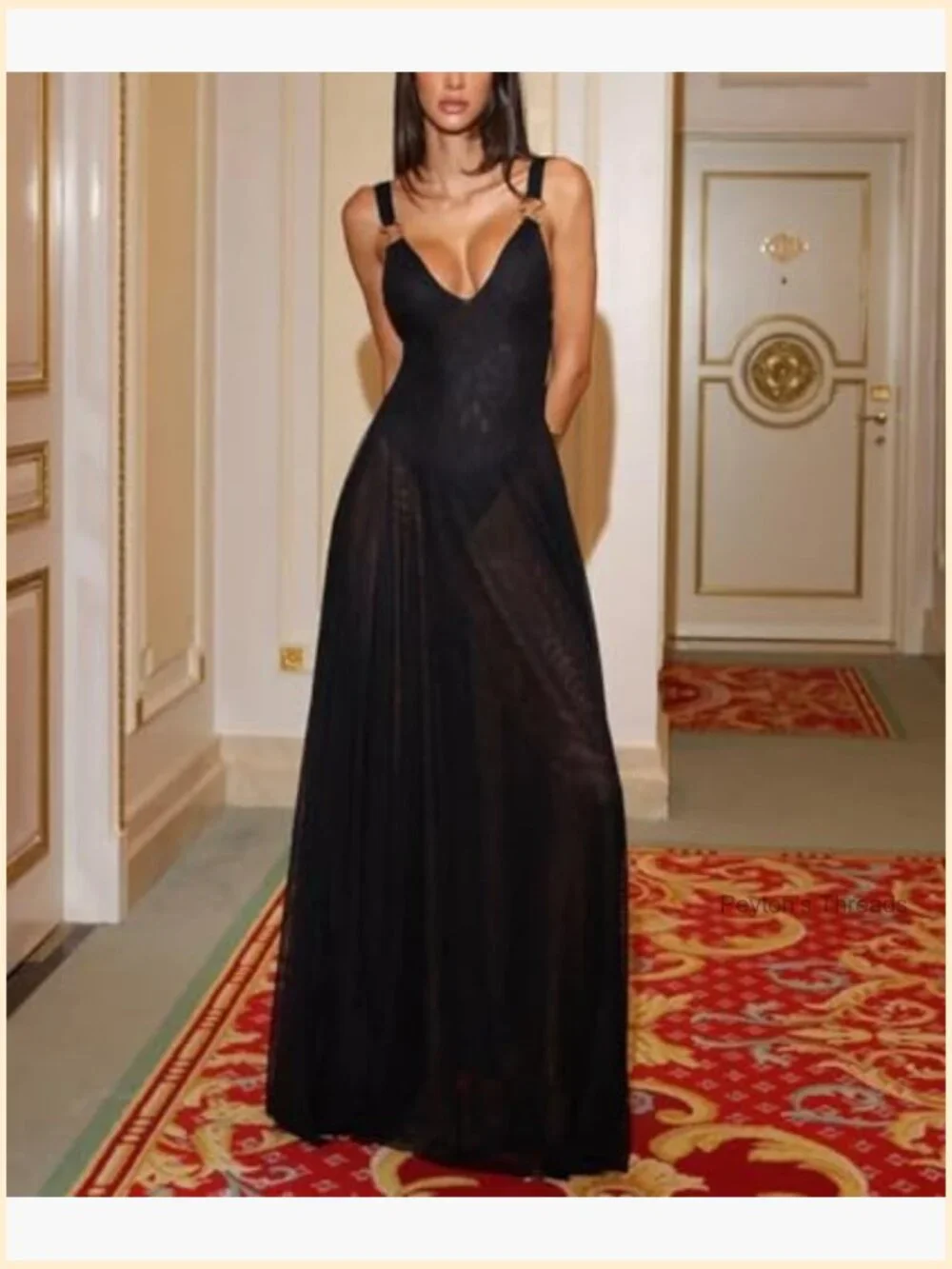 Sexy Sheer Lace Maxi Dress Mesh A-Line Long Beach Vacation - Picture 2 of 7